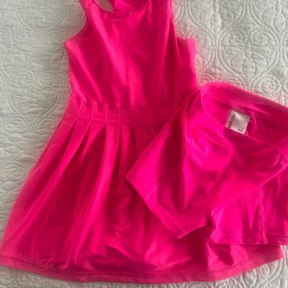 Rufflebutts girls size 8 racer back pink pleated tennis golf dress with shorts